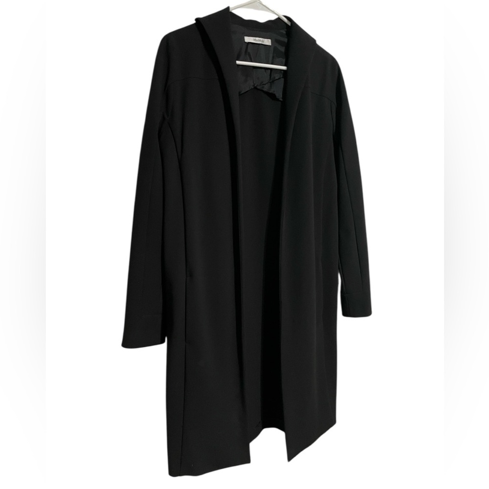 Max Mara women’s Black viscose open face duster/blazer with pockets - Picture 2 of 11